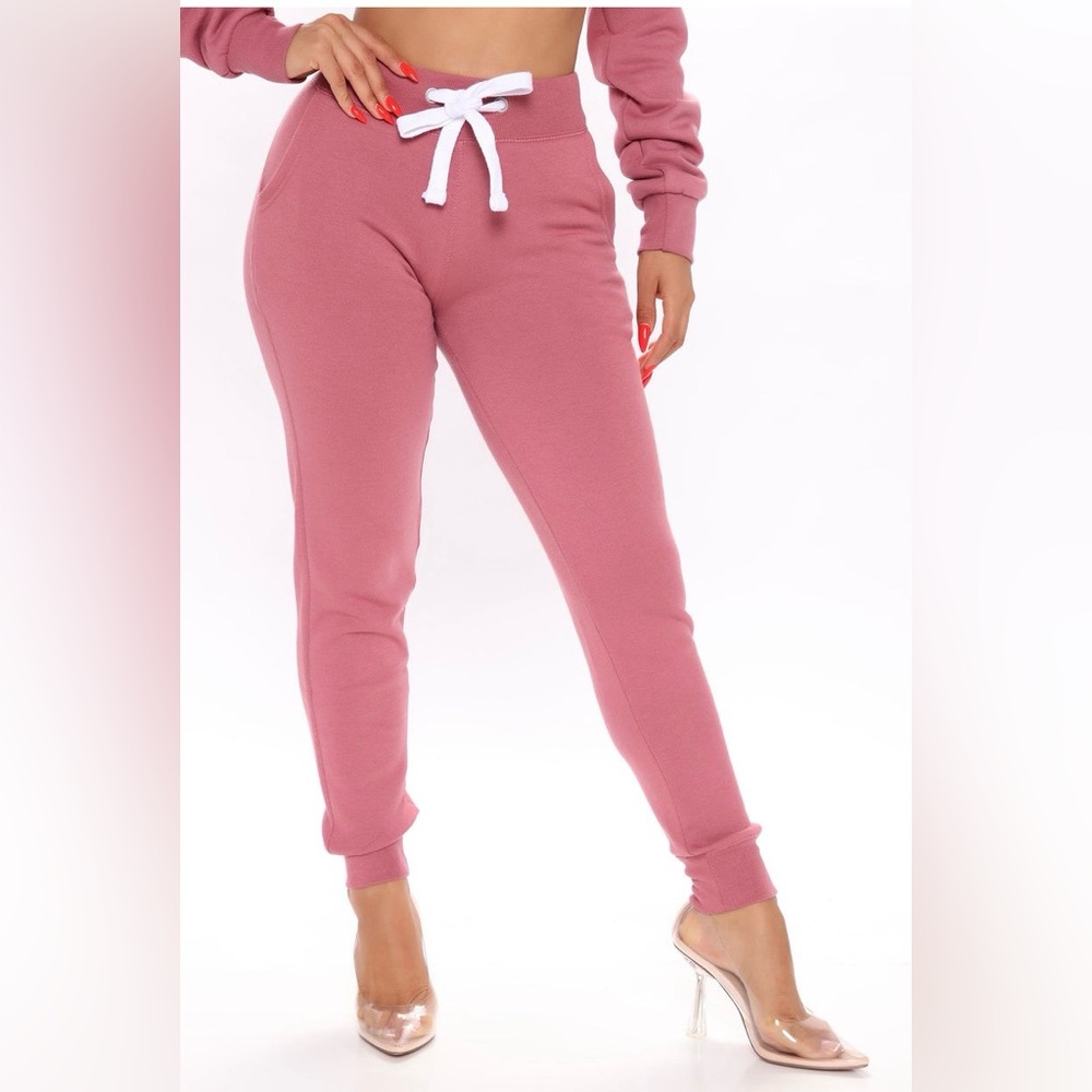 Fashion Nova High-Waist Drawstring Joggers - Rose Pink-Medium